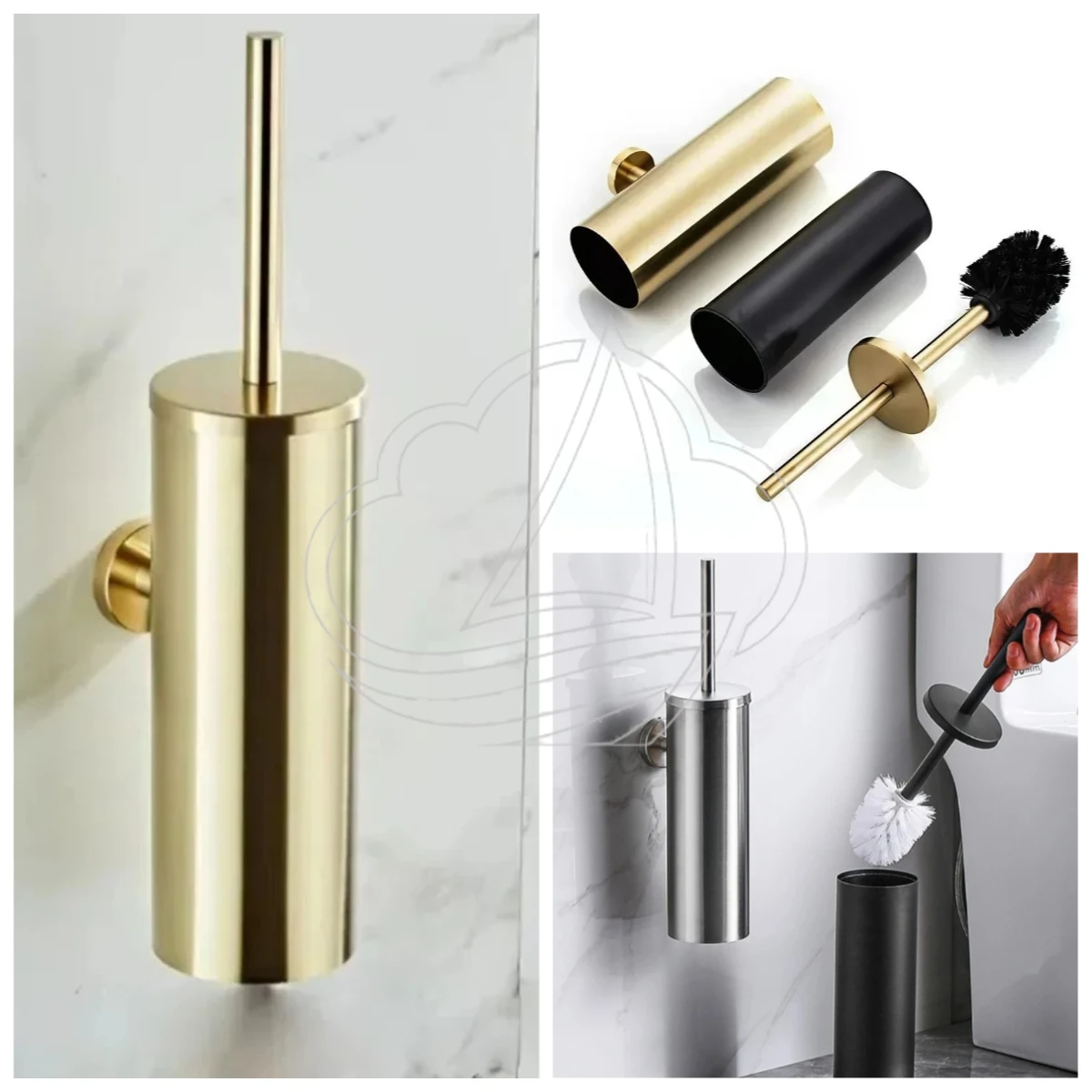 Brushed Gold Stainless Steel Toilet Brush Set, Wall Mounted Enclosed Design Household Portable Bathroom Holder
Brushed Gold Stainless Steel Toilet Brush Set, Wall Mounted Enclosed Design Household Portable Bathroom Holder