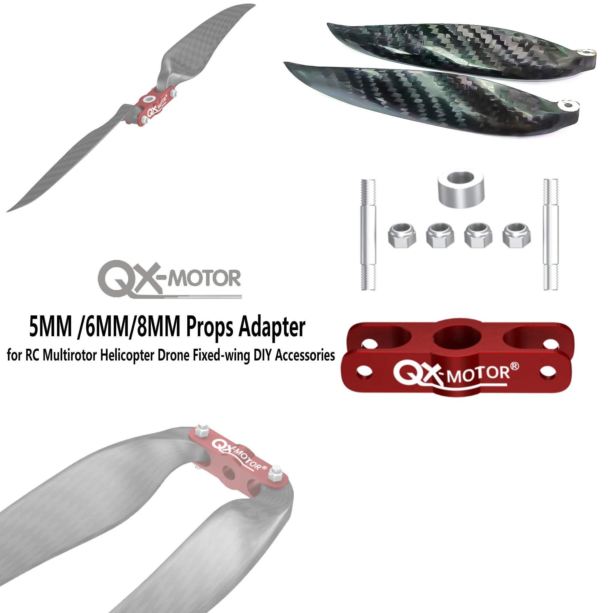 QX-MOTOR 5MM / 6MM / 8MM Props Adapter Carbon Fiber Folding Propeller for RC Multirotor Helicopter Drone Fixed-wing DIY Parts
QX-MOTOR 5MM / 6MM / 8MM Props Adapter Carbon Fiber Folding Propeller for RC Multirotor Helicopter Drone Fixed-wing DIY Parts