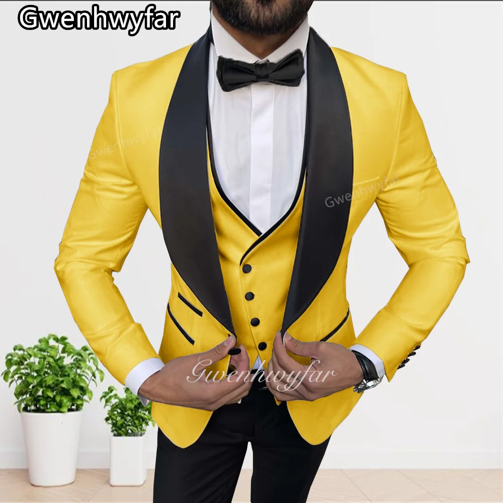 Gwenhwyfar New Design Black Shawl Collar Single Breasted Men's Set Casual Business Party Yellow Suit Blazer Pants
Gwenhwyfar New Design Black Shawl Collar Single Breasted Men's Set Casual Business Party Yellow Suit Blazer Pants