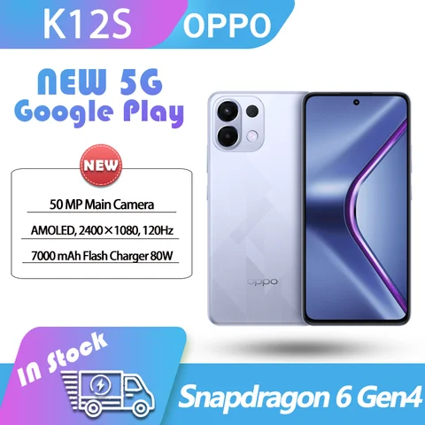 NOWY OPPO K12S 5G 6.67\\\\\\\" AMOLED Snapdragon 6 Gen4 120Hz FHD+ 2400X1080 Bateria 7000mAh 80W SuperVOOC Aparat 50MP OTA ColorOS15