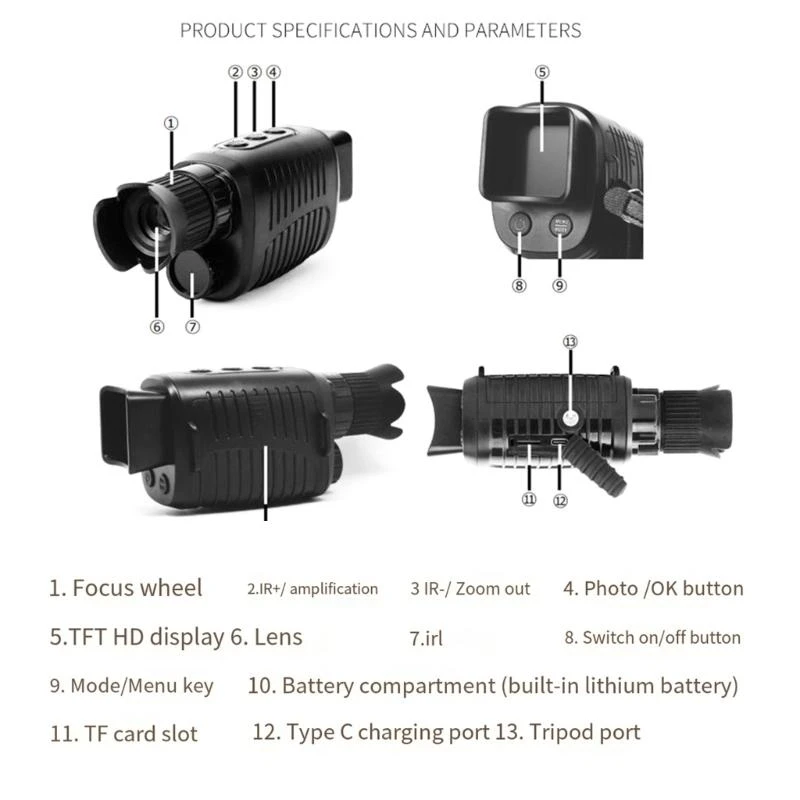Y3NA Infrare Optical Monocular 10XZoom Recorders For Nighttimes Outdoor Adventure
Y3NA Infrare Optical Monocular 10XZoom Recorders For Nighttimes Outdoor Adventure