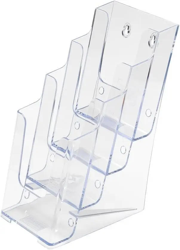 Clear Acrylic Brochure Holder for 4" Trifold Booklets, 4-Tier Countertop Organizer with Slanted Back Supports
Clear Acrylic Brochure Holder for 4" Trifold Booklets, 4-Tier Countertop Organizer with Slanted Back Supports