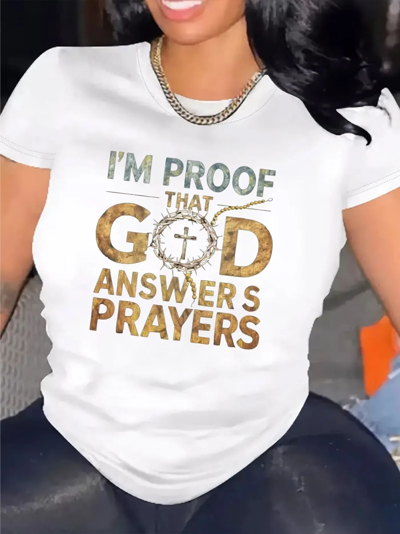 I'm Proof That God Answers Prayers Women's Tee - Faith-Inspired Graphic, Inspirational Christian Casual Top
I'm Proof That God Answers Prayers Women's Tee - Faith-Inspired Graphic, Inspirational Christian Casual Top