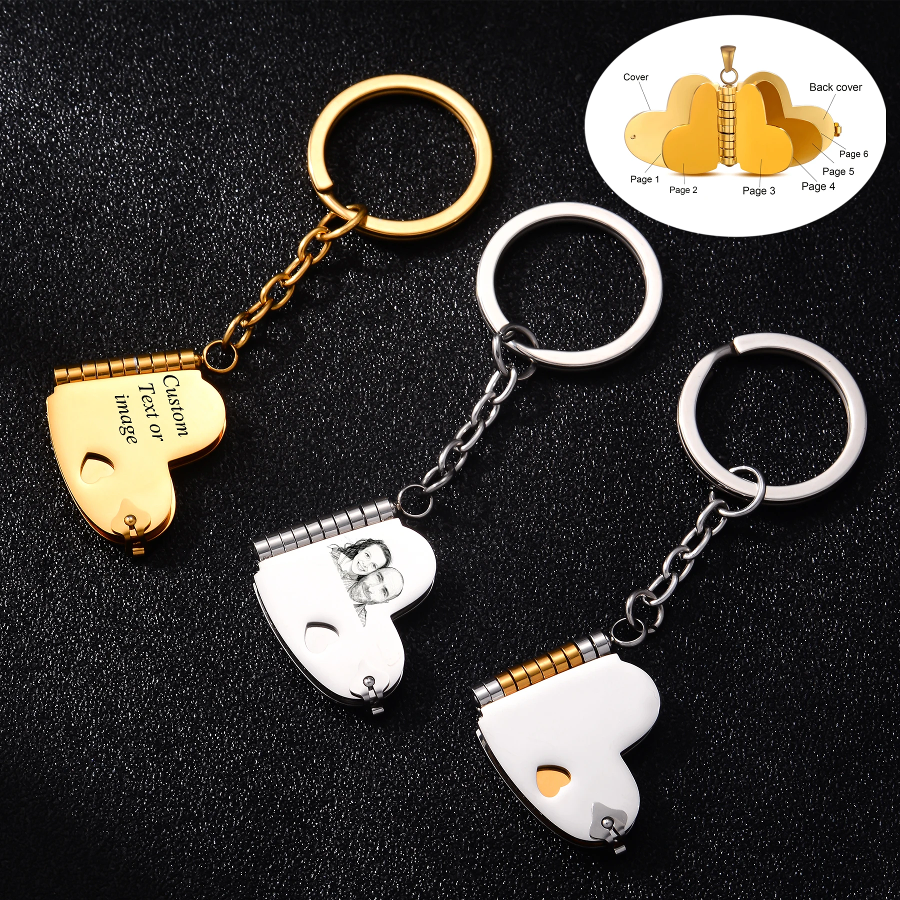 Персонализированный кулон в форме сердца в виде книги, брелок из нержавеющей стали, индивидуальные сообщения,текст, фото, библейские слова, ювелирные изделия, подарок для женщин и мужчин
Персонализированный кулон в форме сердца в виде книги, брелок из нержавеющей стали, индивидуальные сообщения,текст, фото, библейские слова, ювелирные изделия, подарок для женщин и мужчин