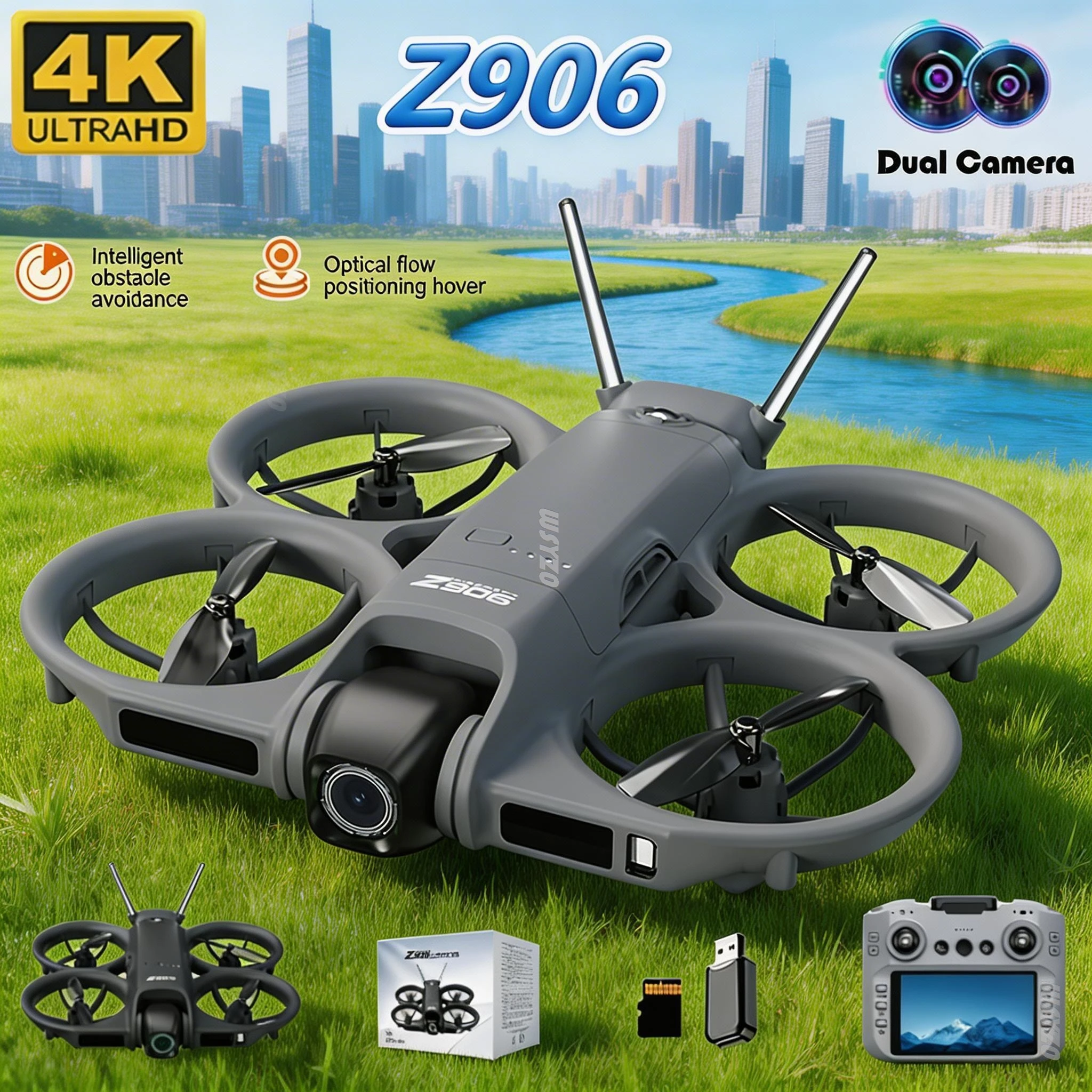 Mini Z906 Drone Professional HD Camera WIFI FPV UAV LCD Rc Quadcopter Aerial Photography Optical Flow Positioning Toy Airplane
Mini Z906 Drone Professional HD Camera WIFI FPV UAV LCD Rc Quadcopter Aerial Photography Optical Flow Positioning Toy Airplane
