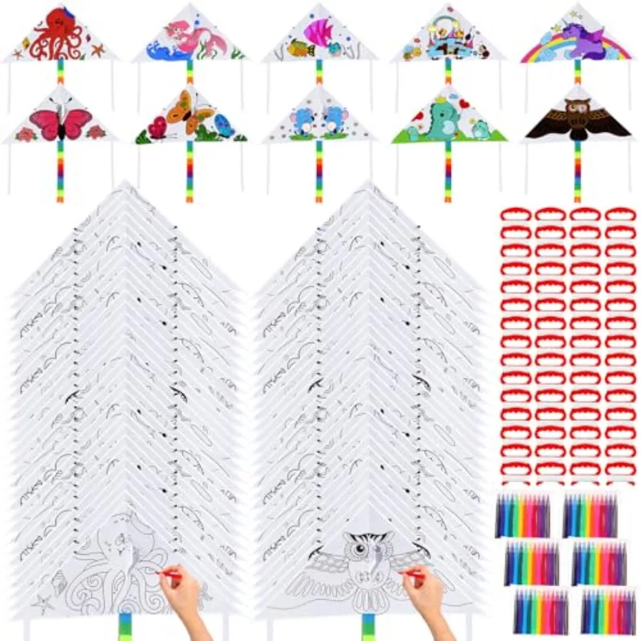 Large Kites for and Adults Bulk 39.4 Inch DIY Making Kit Coloring Kites with Watercolor Pens and Strings Handles Painting Decor
Large Kites for and Adults Bulk 39.4 Inch DIY Making Kit Coloring Kites with Watercolor Pens and Strings Handles Painting Decor