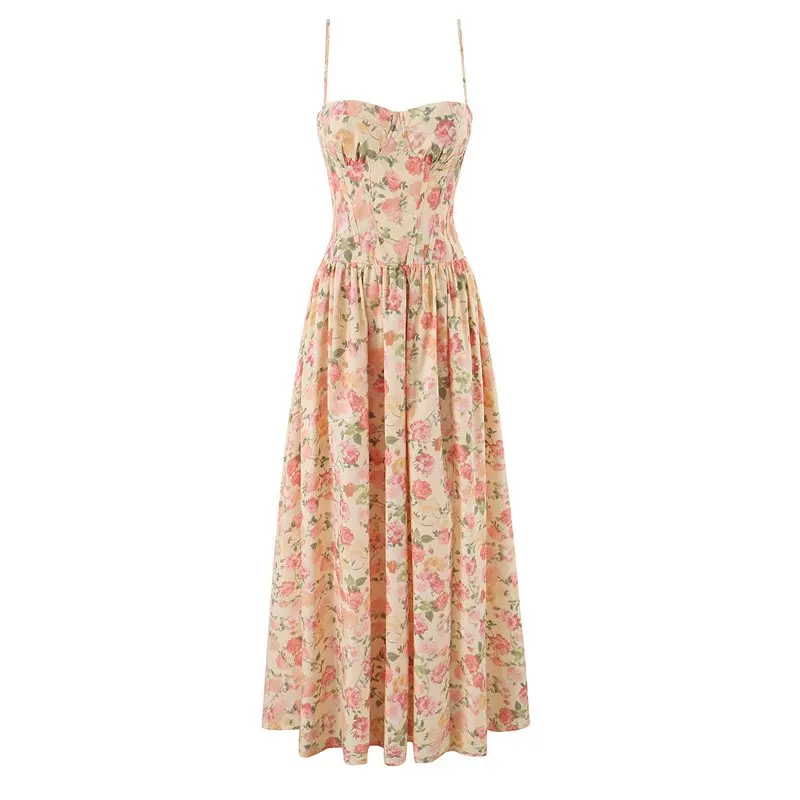 XNWMNZ High Quality 2026 New Women's Summer Bohemian Floral Print Maxi Dress Corset Bodice Flowy Long Dress with Spaghetti Stra
XNWMNZ High Quality 2026 New Women's Summer Bohemian Floral Print Maxi Dress Corset Bodice Flowy Long Dress with Spaghetti Stra