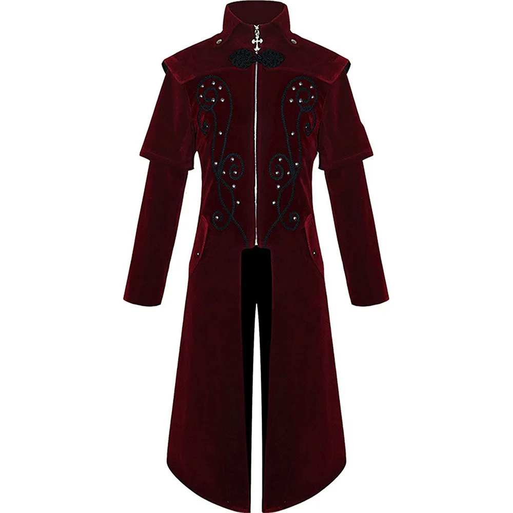 Мужское зимнее пальто в средневековом готическом стиле, длинное, красное, с воротником на молнии, костюм на Хэллоуин, ретро-стиль, с воротником-стойкой на молнии, элегантный наряд
Мужское зимнее пальто в средневековом готическом стиле, длинное, красное, с воротником на молнии, костюм на Хэллоуин, ретро-стиль, с воротником-стойкой на молнии, элегантный наряд