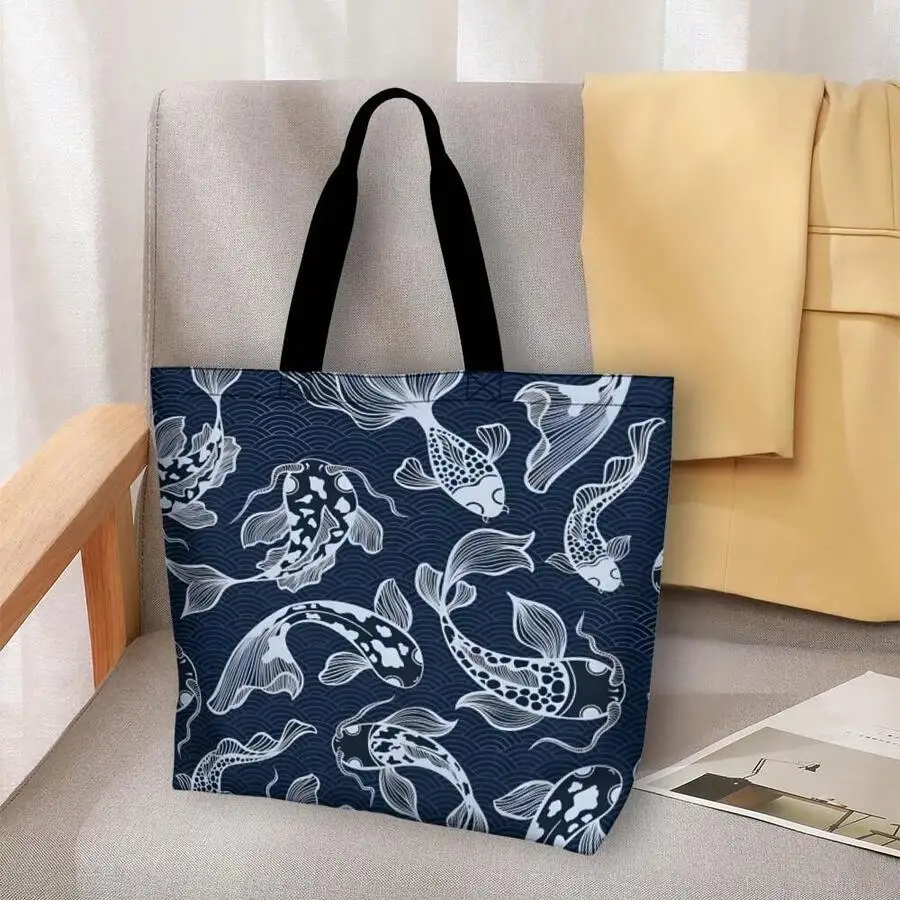 Koi Fish Print Tote Bag Japanese Style Casual Canvas Shoulder Bag For Adults
Koi Fish Print Tote Bag Japanese Style Casual Canvas Shoulder Bag For Adults
