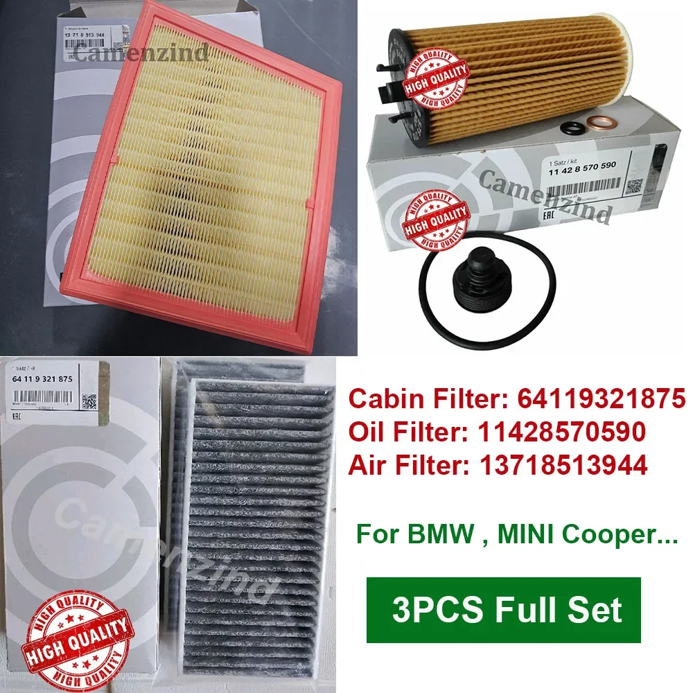 For BMW MINI Cooper Air Filter 13718513944 13717619267 Cabin Filter 64119321875 64119321876 Oil Filter 11428570590 11428575210
For BMW MINI Cooper Air Filter 13718513944 13717619267 Cabin Filter 64119321875 64119321876 Oil Filter 11428570590 11428575210