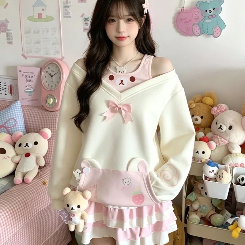 Japanese Kawaii Cute Tees Preppy Style Grunge Off Shoulder Casual Topscartoon Printing T-Shirts Y2K Aesthetic Bear Pattern Bow
Japanese Kawaii Cute Tees Preppy Style Grunge Off Shoulder Casual Topscartoon Printing T-Shirts Y2K Aesthetic Bear Pattern Bow