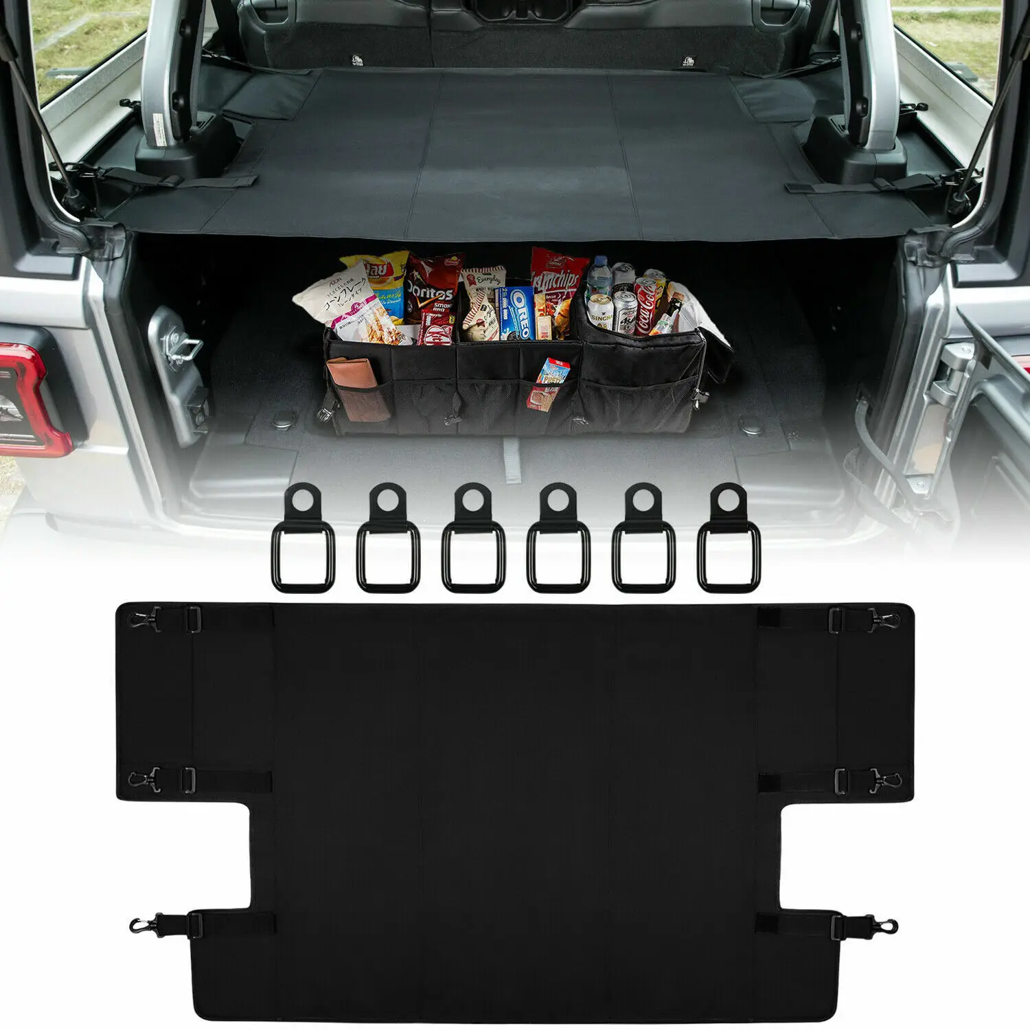Rear Cargo Rack Cover Shield Trunk Protector Shade Shield Pad Organizer Oxford Cloth for Jeep Wrangler JL JLU 2018-2023 (4-Door)
Rear Cargo Rack Cover Shield Trunk Protector Shade Shield Pad Organizer Oxford Cloth for Jeep Wrangler JL JLU 2018-2023 (4-Door)