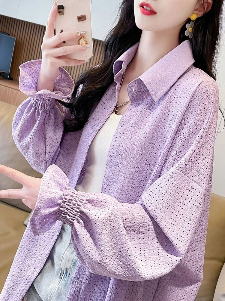 Ice Silk Thin Loose Women's Summer Sun Protection Clothing Breathable Design Open Cardigan Outerwear Collar Long Sleeve
Ice Silk Thin Loose Women's Summer Sun Protection Clothing Breathable Design Open Cardigan Outerwear Collar Long Sleeve