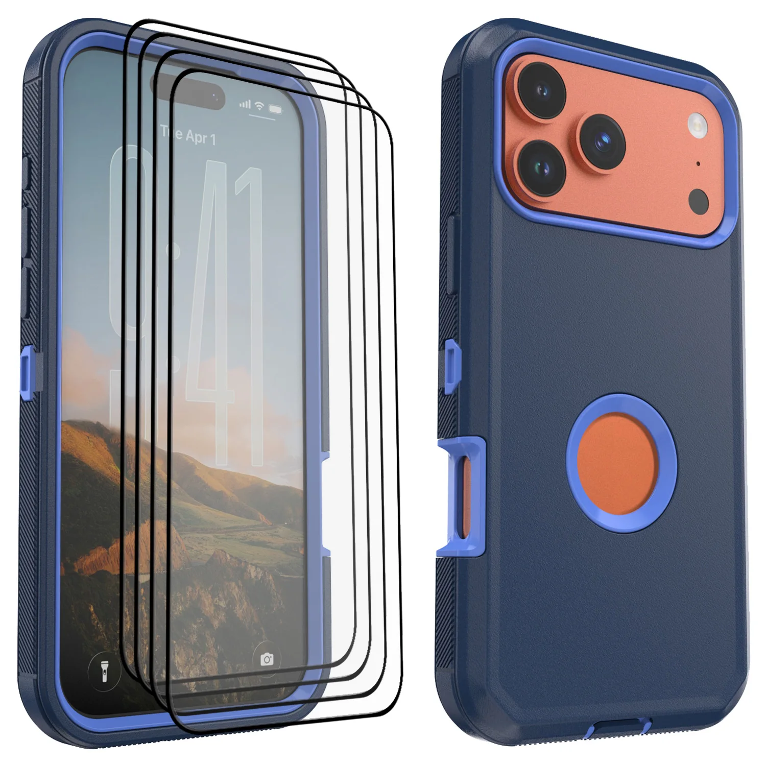 Темно-синий чехол для iPhone 17/17 Air/17 Pro/17 Pro Max, противоударный прочный чехол и 4 шт., прозрачное защитное стекло из закаленного стекла
Темно-синий чехол для iPhone 17/17 Air/17 Pro/17 Pro Max, противоударный прочный чехол и 4 шт., прозрачное защитное стекло из закаленного стекла