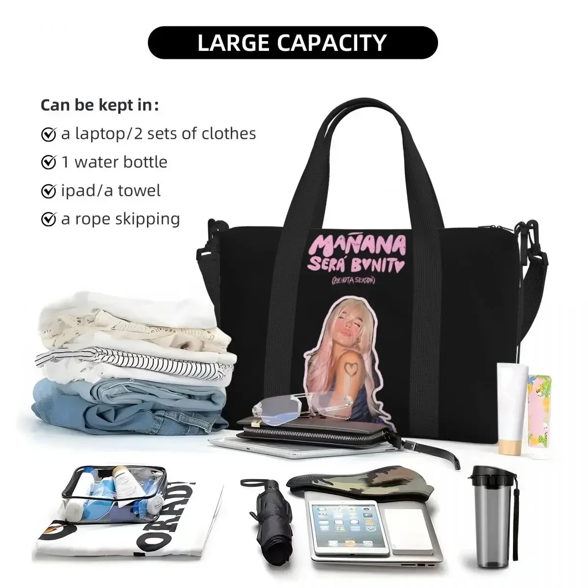 Manana Sera Bonito Karol G Beach Travel Bag Large Capacity Tote Bags for Gym Yoga Women Shopping Duffle Shoulder Bag
Manana Sera Bonito Karol G Beach Travel Bag Large Capacity Tote Bags for Gym Yoga Women Shopping Duffle Shoulder Bag