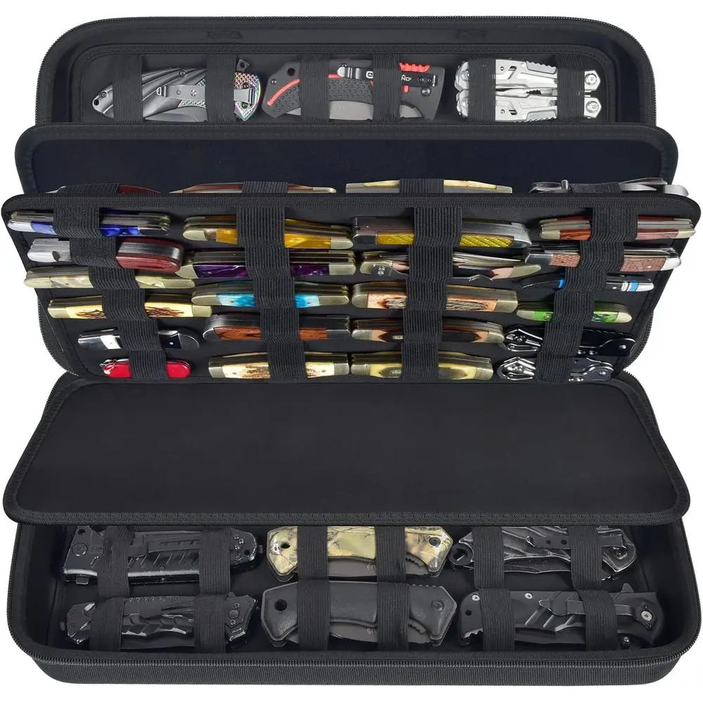 Compact Folding Knife Display Case for 66+ Pocket and Butterfly Knives - Organizer Bag for Tactical and Survival Knives
Compact Folding Knife Display Case for 66+ Pocket and Butterfly Knives - Organizer Bag for Tactical and Survival Knives