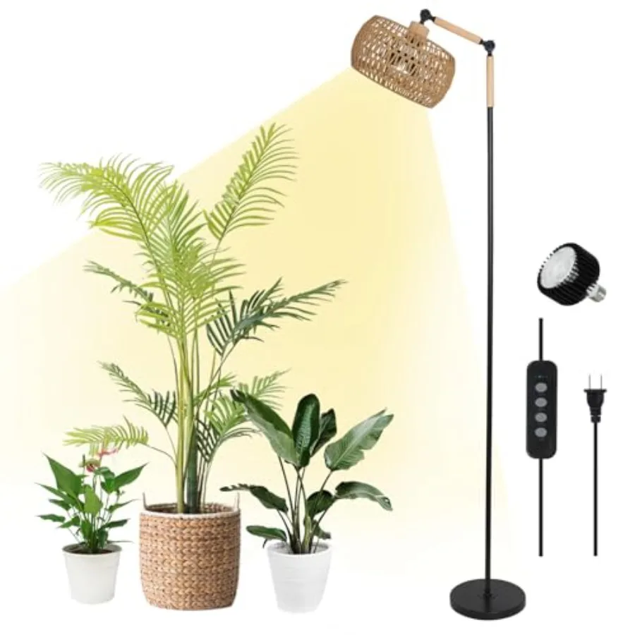 Светильник для растений с полным спектром, 20 Вт, COB LED, с ротанговым абажуром, таймером и регулировкой высоты, напольная лампа для средних и крупных растений
Светильник для растений с полным спектром, 20 Вт, COB LED, с ротанговым абажуром, таймером и регулировкой высоты, напольная лампа для средних и крупных растений