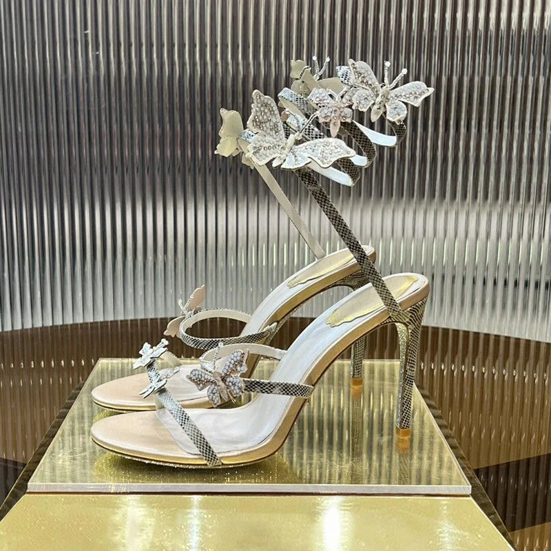Sandalias Women Crystal Butterfly Thin High-Heel Sandals Genuine Leather Elastic Band Gladiator Dress Shoes Summer Party Shoes
Sandalias Women Crystal Butterfly Thin High-Heel Sandals Genuine Leather Elastic Band Gladiator Dress Shoes Summer Party Shoes