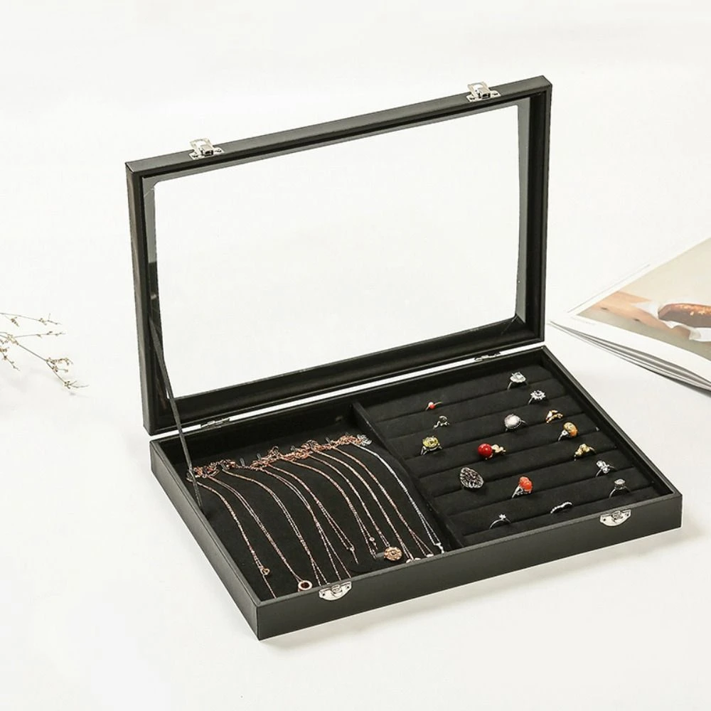 PU Leather Jewelry Storage Tray Wooden Rings Errings Velvet Jewelry Box Bracelets Glass Lid Jewelry Display Case Long Bracelet
PU Leather Jewelry Storage Tray Wooden Rings Errings Velvet Jewelry Box Bracelets Glass Lid Jewelry Display Case Long Bracelet