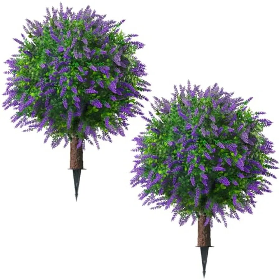 25.5" Set of 2 Artificial Lavender Topiary Ball Trees Faux Lavender Shrub Bushes with Ground Spike UV Resistant Fake Plants for
25.5" Set of 2 Artificial Lavender Topiary Ball Trees Faux Lavender Shrub Bushes with Ground Spike UV Resistant Fake Plants for