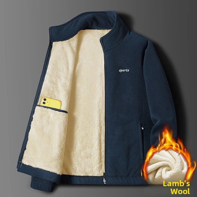 Утепленная флисовая куртка из овечьего вельвета с молнией и воротником-стойкой для мужчин среднего и старшего возраста, зимняя теплая одежда
Утепленная флисовая куртка из овечьего вельвета с молнией и воротником-стойкой для мужчин среднего и старшего возраста, зимняя теплая одежда