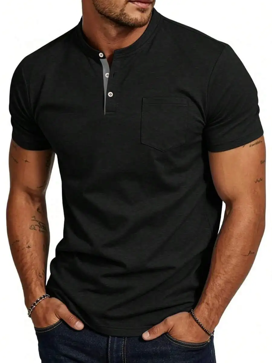 Mens Short Sleeve Henley Shirt With Pocket Casual Summer Top
Mens Short Sleeve Henley Shirt With Pocket Casual Summer Top