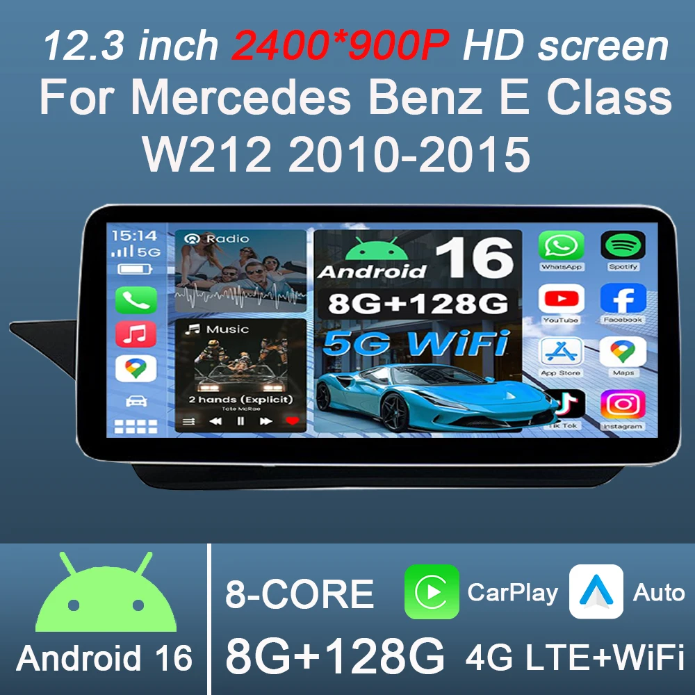 12.3 Inch Android 16 Carplay Auto for Mercedes Benz E Class W212 2010-2015 Car Radio Multimedia 2400*900P Player Stereo GPS DPS
12.3 Inch Android 16 Carplay Auto for Mercedes Benz E Class W212 2010-2015 Car Radio Multimedia 2400*900P Player Stereo GPS DPS