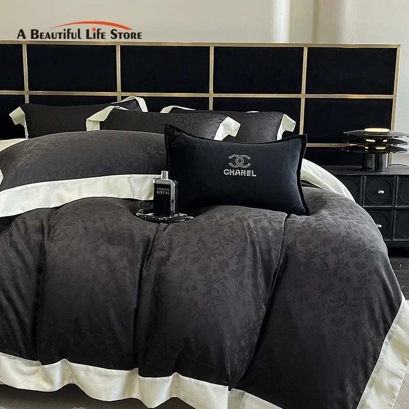1000TC Lyocell Cotton Jacquard Luxury Bedding Set Soft Silky Skin-friendly Black Duvet Cover Flat/Fitted Bed Sheet Pillowcases
1000TC Lyocell Cotton Jacquard Luxury Bedding Set Soft Silky Skin-friendly Black Duvet Cover Flat/Fitted Bed Sheet Pillowcases