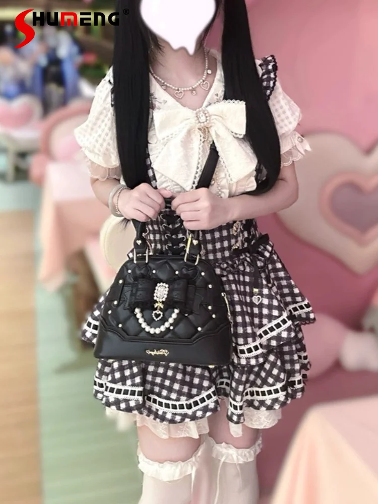 Original Japanese Mass-produced Subculture Girl's 2way Small Shell Bags Lace Bow Pearl Chain Versatile Kawaii Lolita Handbags
Original Japanese Mass-produced Subculture Girl's 2way Small Shell Bags Lace Bow Pearl Chain Versatile Kawaii Lolita Handbags
