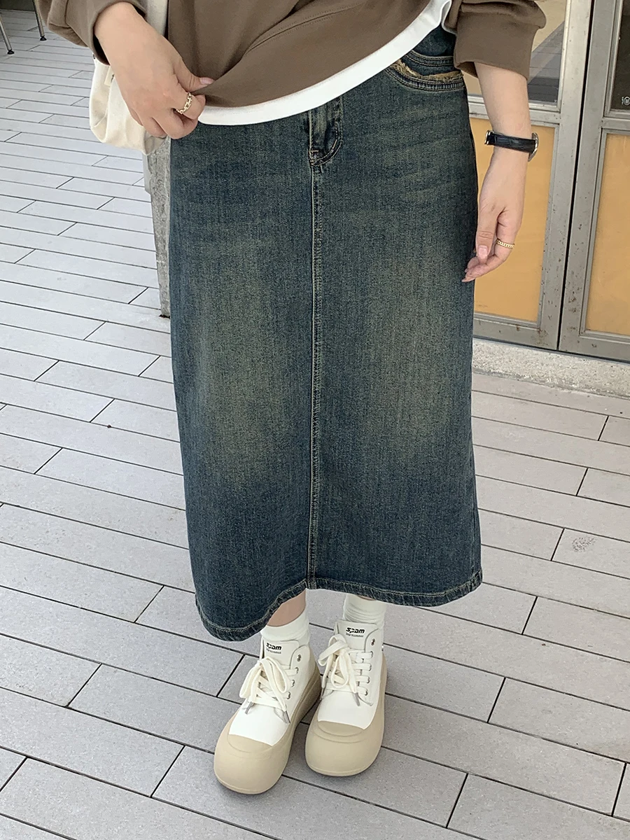 Джинсовая юбка А-силуэта средней длины в винтажном стиле с разрезом, корейская, с завышенной талией, из смесового хлопка
Джинсовая юбка А-силуэта средней длины в винтажном стиле с разрезом, корейская, с завышенной талией, из смесового хлопка