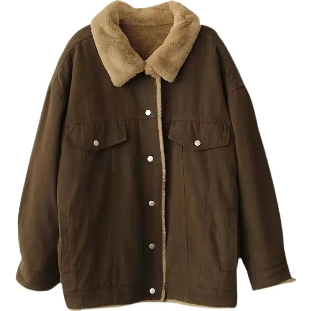 Winter New Fashion women Fur Lining Jackets women Fleece Jacket Single-breasted Denim Coat Slim Fit Thick Warm Casual Outwear
Winter New Fashion women Fur Lining Jackets women Fleece Jacket Single-breasted Denim Coat Slim Fit Thick Warm Casual Outwear