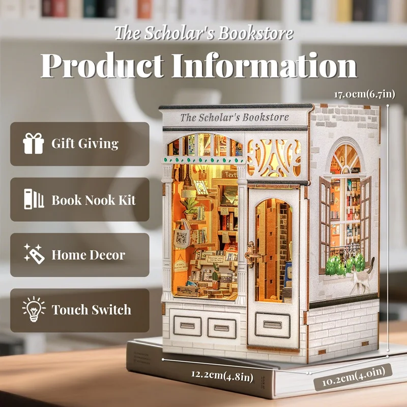 Cutebee Miniature Bookstore Kit - 3D Wooden Dollhouse with Detailed Furniture & Warm Lighting, Relaxing DIY Project for Teens &
Cutebee Miniature Bookstore Kit - 3D Wooden Dollhouse with Detailed Furniture & Warm Lighting, Relaxing DIY Project for Teens &