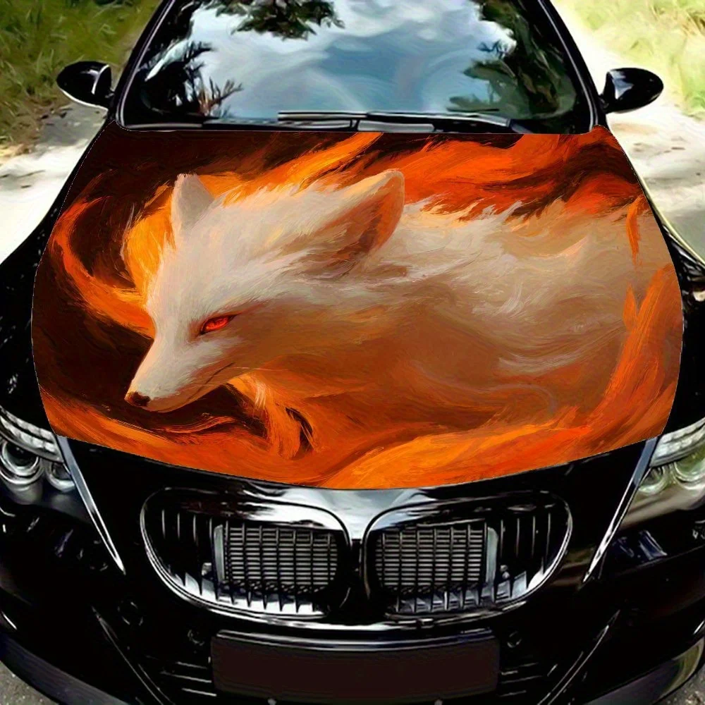 Flame Red Eyes White Fox Car Cover Stickers - Durable PVC Vinyl, Cool And Realistic Pattern Design, Protective Film For Most Veh 
Flame Red Eyes White Fox Car Cover Stickers - Durable PVC Vinyl, Cool And Realistic Pattern Design, Protective Film For Most Veh