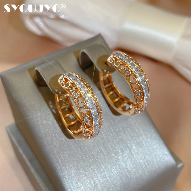 SYOUJYO Luxury 585 Rose Gold Color Hoop Earrings For Women Bright Natural Zircon Big Size Bridal Wedding Jewelry Ethnic Earring
SYOUJYO Luxury 585 Rose Gold Color Hoop Earrings For Women Bright Natural Zircon Big Size Bridal Wedding Jewelry Ethnic Earring