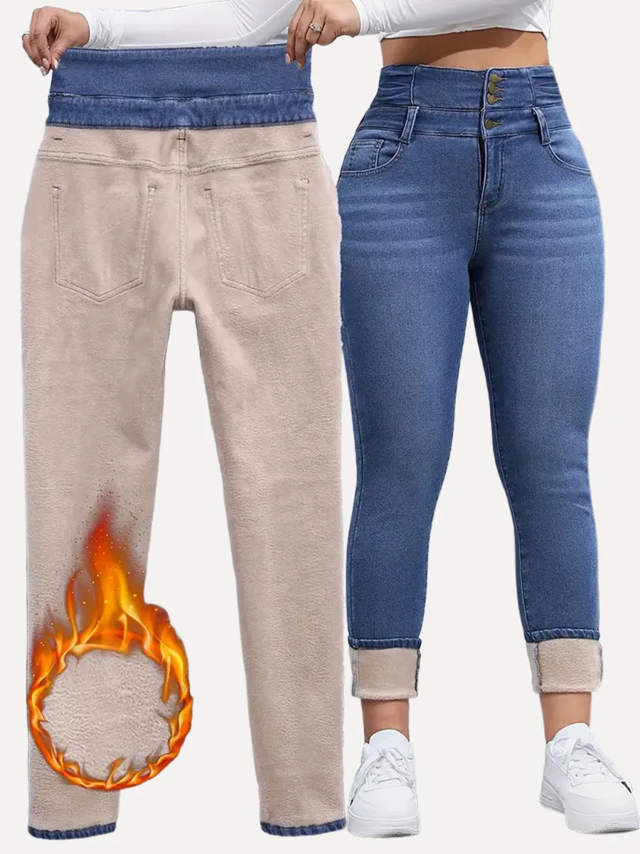 Women's Stretch Denim Pants High Waist Slim Fit Fleece Lined Elastic Waistband Cleanfit Blue Cotton Blend Jeans
Women's Stretch Denim Pants High Waist Slim Fit Fleece Lined Elastic Waistband Cleanfit Blue Cotton Blend Jeans