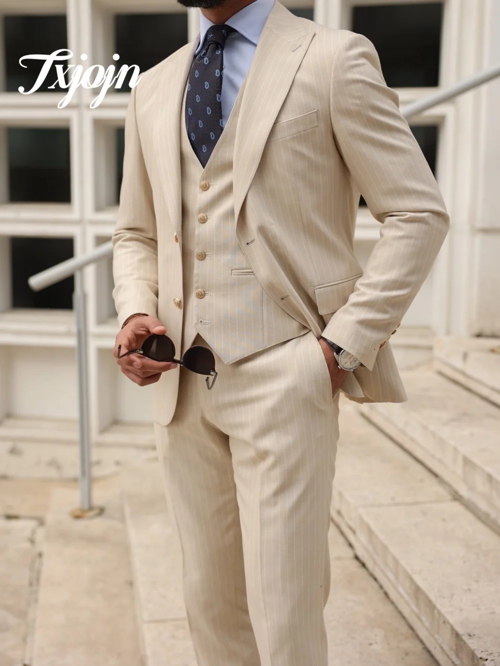 Classic Striped Men Suit Set 3pcs Including Vest Classic Slim Men Suit For Best Man Formal Performance Suit Trajes For Hombr
Classic Striped Men Suit Set 3pcs Including Vest Classic Slim Men Suit For Best Man Formal Performance Suit Trajes For Hombr