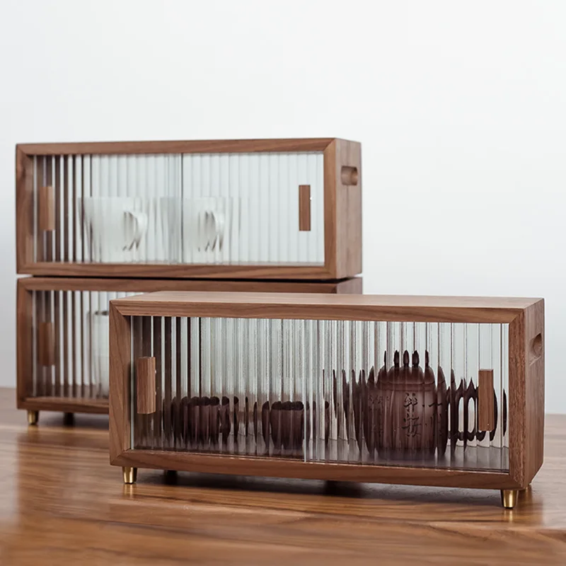 Solid wood desktop storage box, dust-proof water cup storage cabinet, black walnut tea set, cup rack, countertop and side cabine
Solid wood desktop storage box, dust-proof water cup storage cabinet, black walnut tea set, cup rack, countertop and side cabine