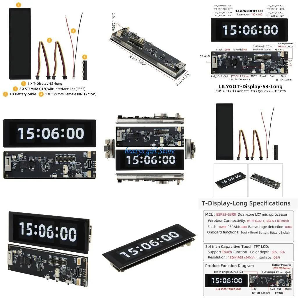 C7AB T-Display 3.4inch Touch Display ESP32-S3R8 Development Board 3.4in Color LCD Module 16MB Flash
C7AB T-Display 3.4inch Touch Display ESP32-S3R8 Development Board 3.4in Color LCD Module 16MB Flash
