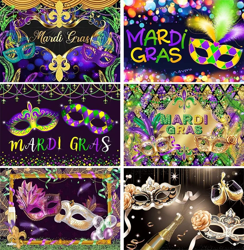 Mardi Gras Photo Backdrop Masquerade Party Purple Gold Masquerade Feather Glitter Beads Mask Carnival Photography Background
Mardi Gras Photo Backdrop Masquerade Party Purple Gold Masquerade Feather Glitter Beads Mask Carnival Photography Background