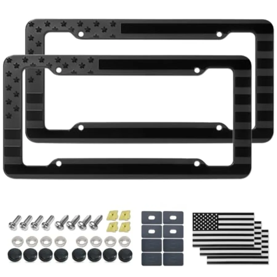 American Flag License Plate Frames- Black Plastic USA Flag Car Tag Holder with Screws Caps and Patriotic Decals 2 Pack Rustproo
American Flag License Plate Frames- Black Plastic USA Flag Car Tag Holder with Screws Caps and Patriotic Decals 2 Pack Rustproo
