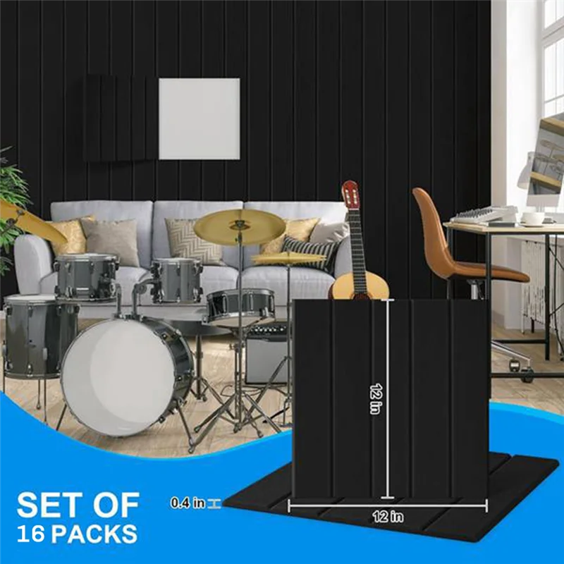 A51Q-16 Pack Self-Adhesive Acoustic Panels, Sound Proof Foam Panels, High Density Soundproofing Wall Panels Durable Black 12X12X 
A51Q-16 Pack Self-Adhesive Acoustic Panels, Sound Proof Foam Panels, High Density Soundproofing Wall Panels Durable Black 12X12X
