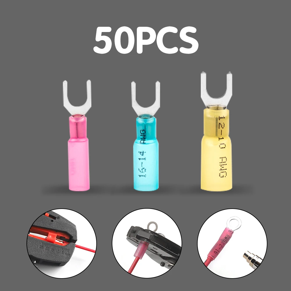 50PCS MDD/FDD Heat Shrink Insulated Butt Wire Connectors Kit Spade Crimp Terminal Male Female Waterproof Electrical Terminals
50PCS MDD/FDD Heat Shrink Insulated Butt Wire Connectors Kit Spade Crimp Terminal Male Female Waterproof Electrical Terminals