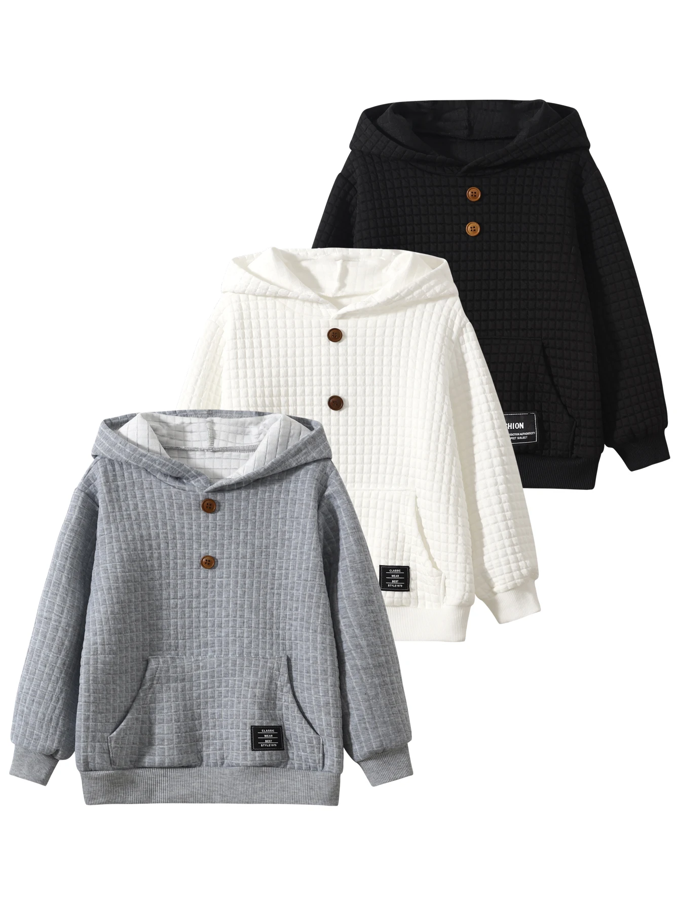 3 Pack Boys Halloween Outfit Waffle Knit Hoodie Solid Color Vintage Style Autumn Winter Casual Wear Ages 4-10 Years
3 Pack Boys Halloween Outfit Waffle Knit Hoodie Solid Color Vintage Style Autumn Winter Casual Wear Ages 4-10 Years