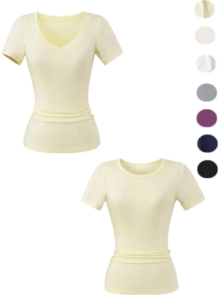 Street Sle ort Sve T-irt Women's Slim Fit Pure Color Base Layer Top round Ne V-Ne Elastic Sve Lyocell Material
Street Sle ort Sve T-irt Women's Slim Fit Pure Color Base Layer Top round Ne V-Ne Elastic Sve Lyocell Material