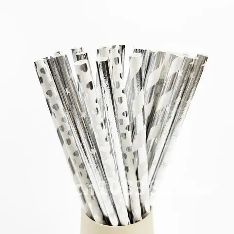 25Pcs Silver Foil Paper Straws Birthday Wedding Party Decor Disposable Gold Silver Paper Straws Event Supplies
25Pcs Silver Foil Paper Straws Birthday Wedding Party Decor Disposable Gold Silver Paper Straws Event Supplies