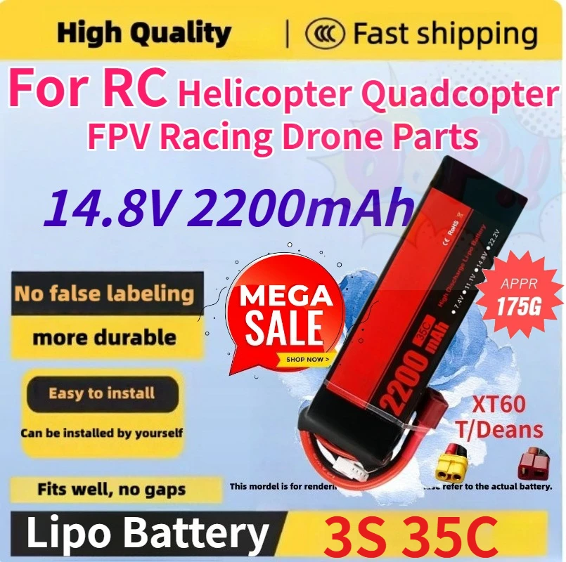 11.1V 2200mAh 3S 35C LiPo Battery for RC Helicopter Quadcopter FPV Racing Drone Parts 14.8V Drones Battery with T/XT60
11.1V 2200mAh 3S 35C LiPo Battery for RC Helicopter Quadcopter FPV Racing Drone Parts 14.8V Drones Battery with T/XT60