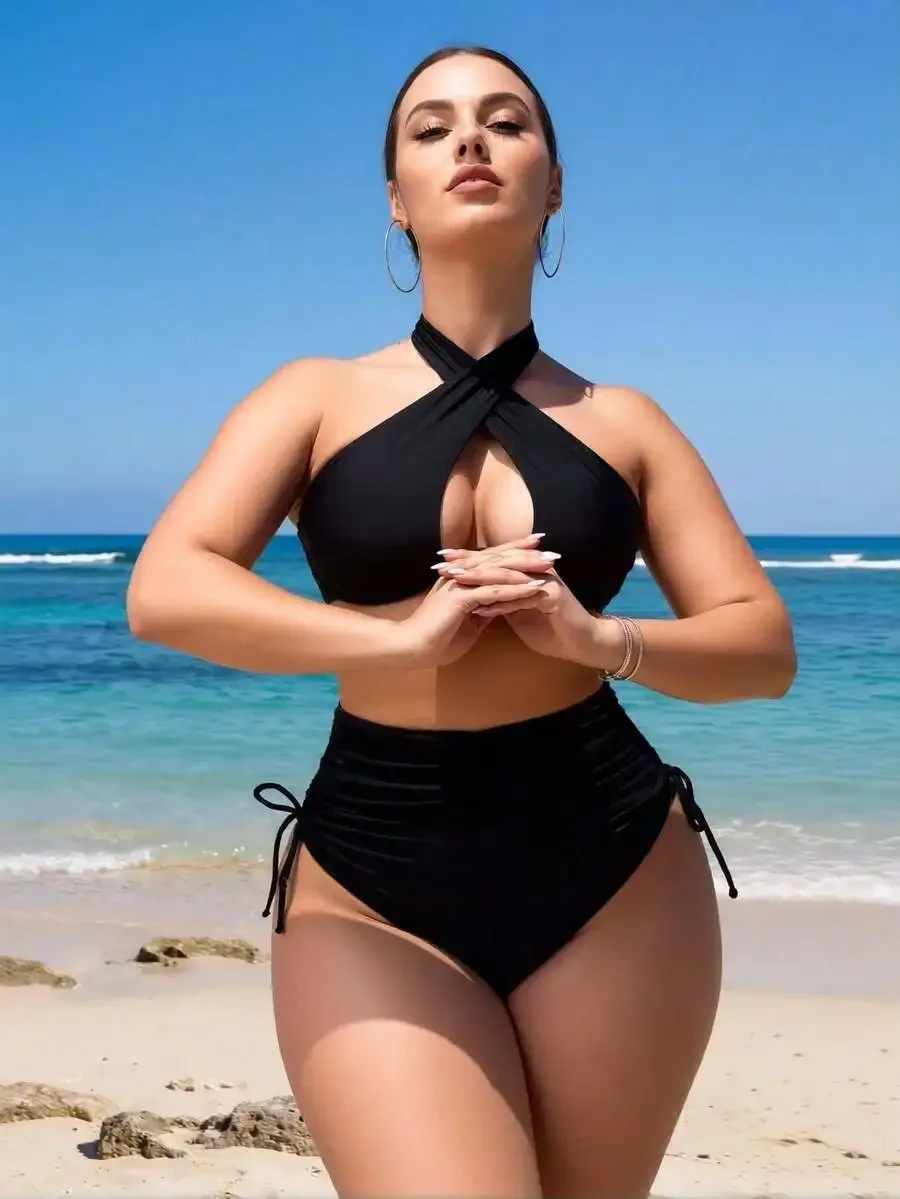 Womens Cross Halter Cutout High Waist Ruched Two Piece Swimsuit Tummy Control Beachwear
Womens Cross Halter Cutout High Waist Ruched Two Piece Swimsuit Tummy Control Beachwear
