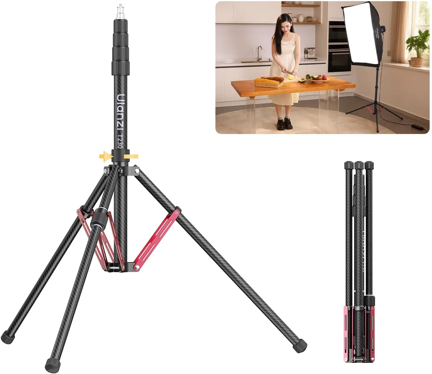 Light Stand Carbon Fiber T230, Adjustable Tripod Stand for Photography, 230cm/99.55inch Studio Sturdy Tripod for Speedli
Light Stand Carbon Fiber T230, Adjustable Tripod Stand for Photography, 230cm/99.55inch Studio Sturdy Tripod for Speedli