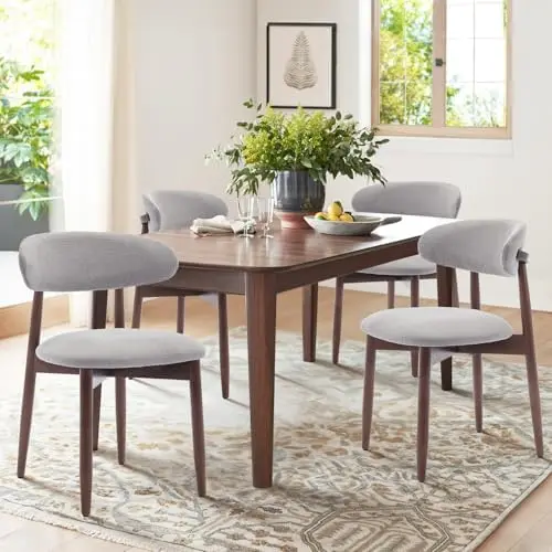 Wooden Dining Chairs Set of 4, Modern Fabric Upholstered Dining Room Chair, Farmhouse Kitchen Chair with Foot Pegs
Wooden Dining Chairs Set of 4, Modern Fabric Upholstered Dining Room Chair, Farmhouse Kitchen Chair with Foot Pegs