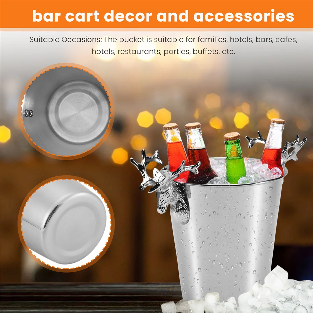 ABIYY-Stainless Steel Ice Buckets,Deer Head Handle,Insulated Ice Bucket,Wine Buckets Champagne Bucket for Paties and Bar (S)
ABIYY-Stainless Steel Ice Buckets,Deer Head Handle,Insulated Ice Bucket,Wine Buckets Champagne Bucket for Paties and Bar (S)